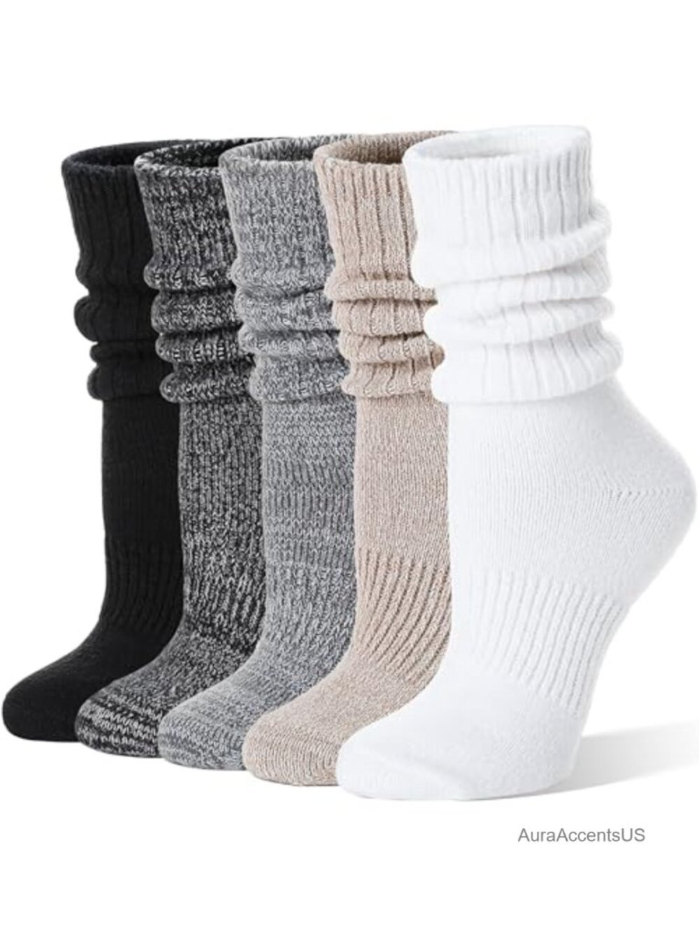 Women's Slouchy Boot Socks Winter Warm Cozy Fuzzy Crew 5 Pairs